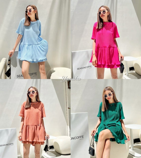 YUNAKA Pleated Oversize Two Piece Set